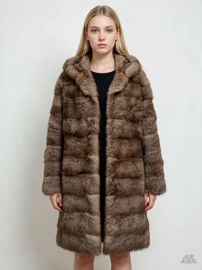 Women's coat with hood made of soft material