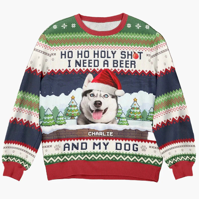 Unisex Ugly Christmas Sweater with Photo Print – Funny Christmas Sweater for Family & Friends