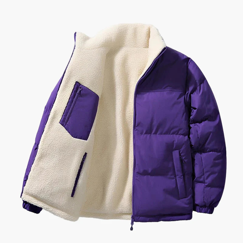 Men's winter quilted jacket with loose fit and fleece lining – urban fashion outdoor jacket