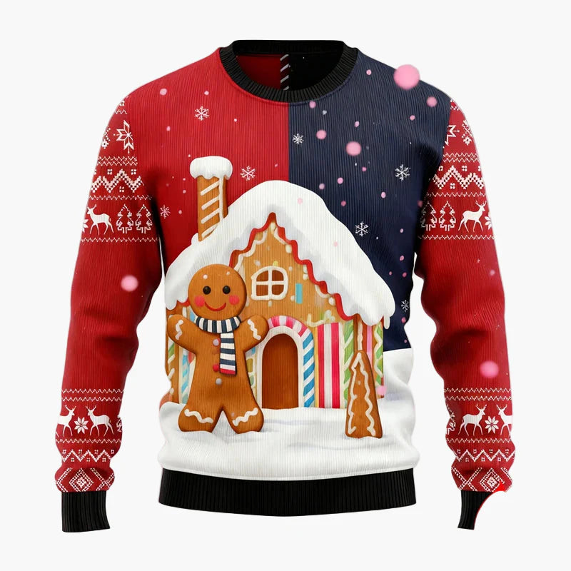 Men's Ugly Christmas Sweater – Christmas Pullover with Gingerbread Motif
