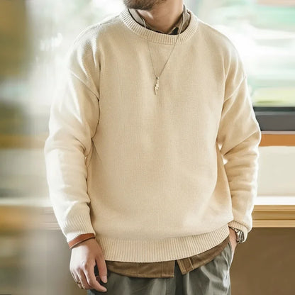Men's pullover crew neck fine knit marled