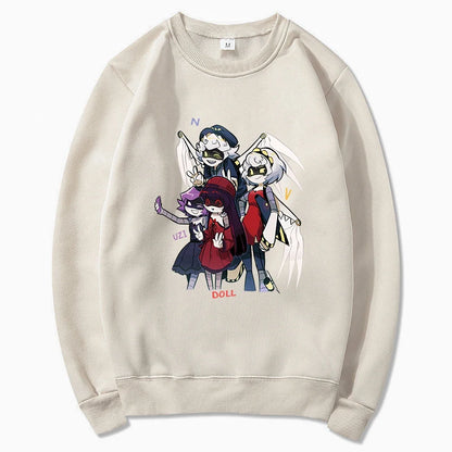 Hoodie mit Kapuze und Anime-Figuren Print Schwarz Unisex