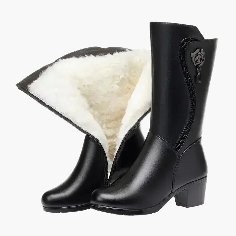 Women's winter ankle boots with heels and laces – Warm lined fashion boots