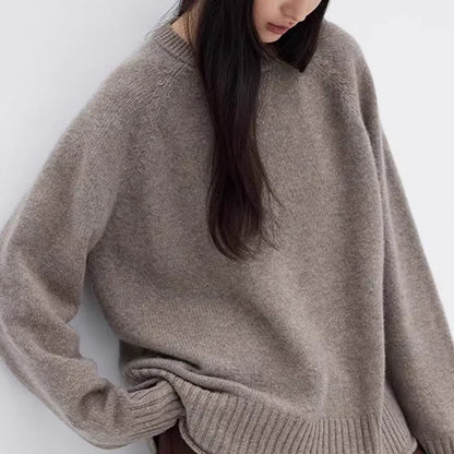 Women's Oversized Crew-Neck Long-Sleeve Knit Sweater