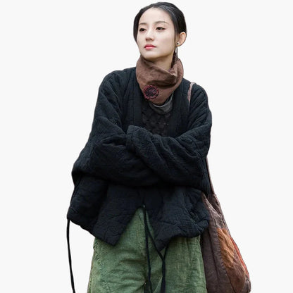 Damen Vintage Kimono-Jacke im Oversize-Look – Lässige Steppjacke für Alltag und Freizeit