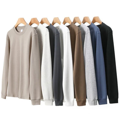 Unisex long-sleeve crew-neck basic sweater in various colors
