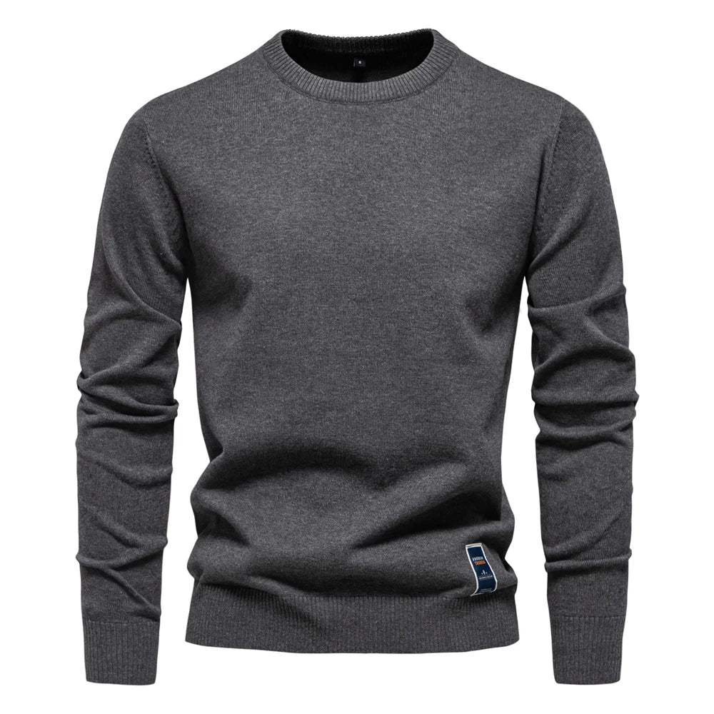 Herren Rundhals Pullover Langarm Basic Strickpullover