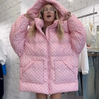 Women's quilted jacket with hood and zipper