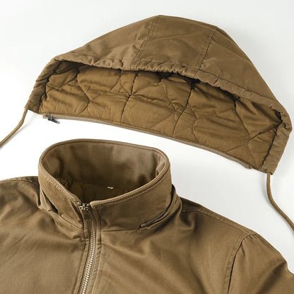 Men's hooded bomber jacket, lined, army green