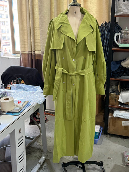 Damen Trenchcoat Kurz oder Lang mit Bindegürtel, Zweireiher Kragen, diverse Farben