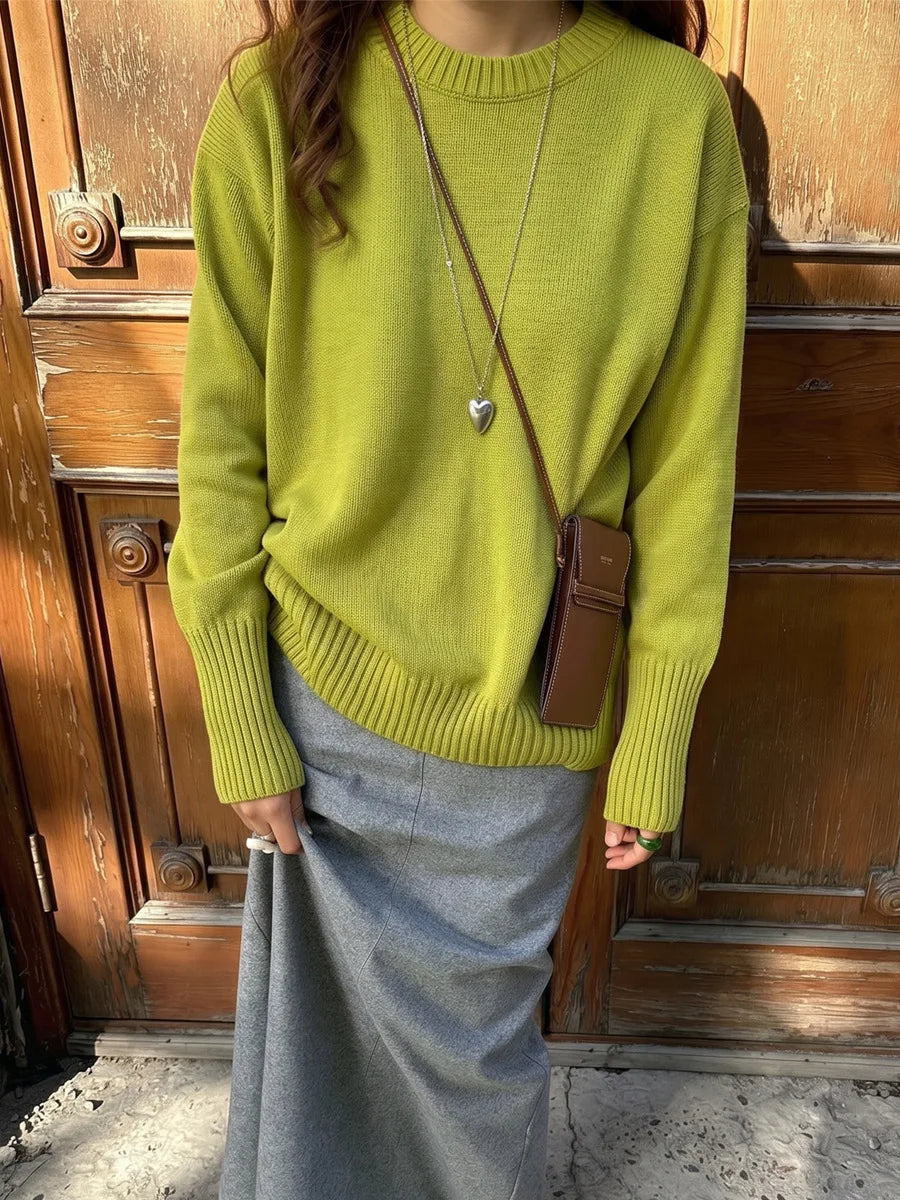 Women's oversized sweater, crew neck, long sleeves