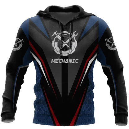 Hoodie mit Mechaniker-Thema und Grafikdruck, verschiedene Designs