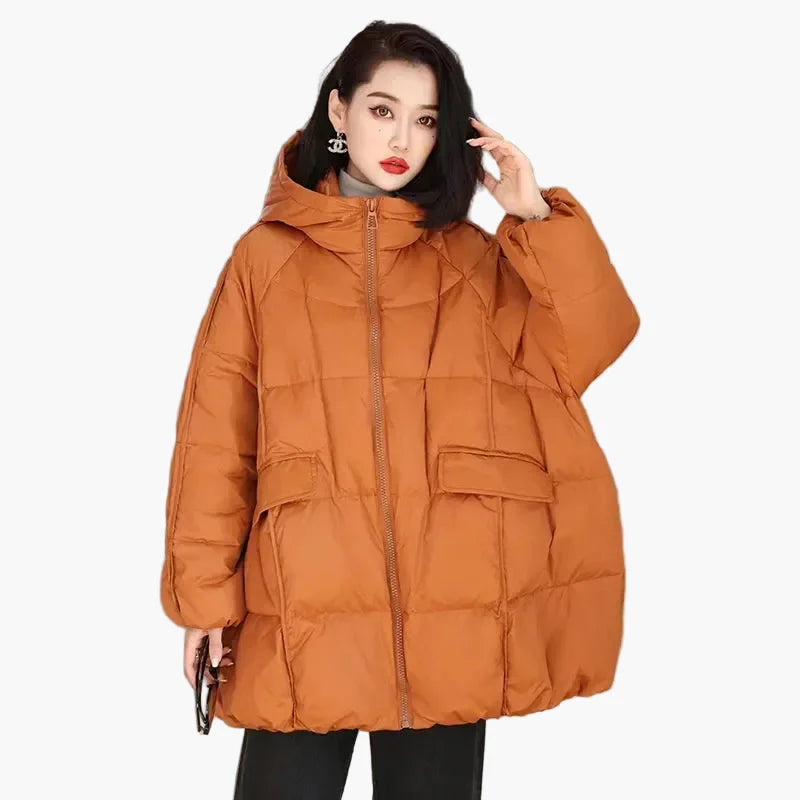 Damen Oversize Steppjacke mit Kapuze – Modischer Wintermantel für Alltag & Freizeit