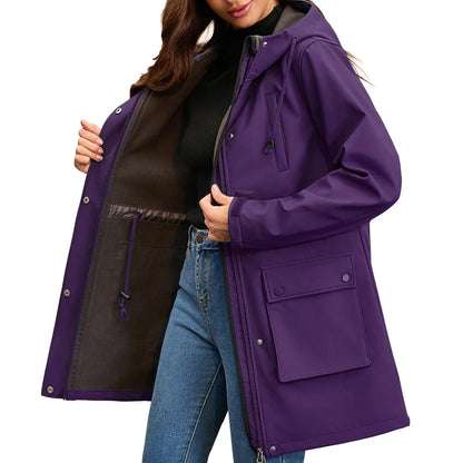 Damen Übergangsjacke Kapuzenjacke Windbreaker mit Taschen