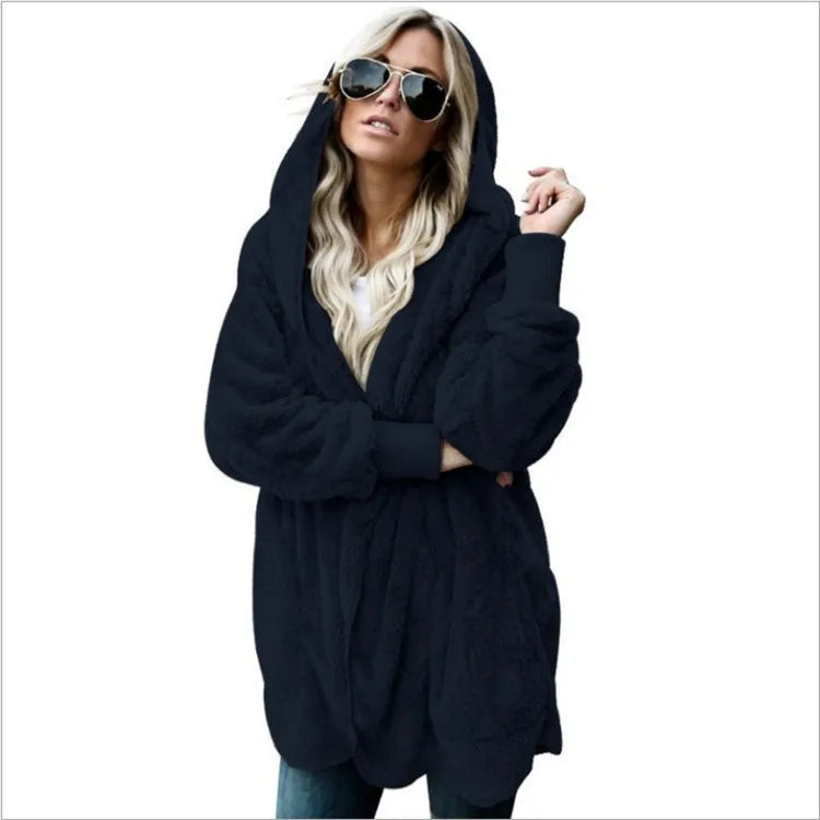 Damen Kuschelige Strickjacke Offen Flauschige Jacke Langarm