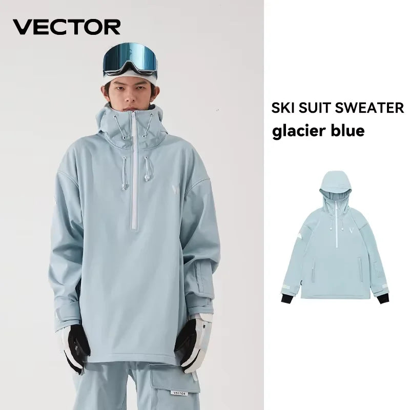Unisex Ski Anorak Überziehjacke mit Kapuze und Reißverschluss