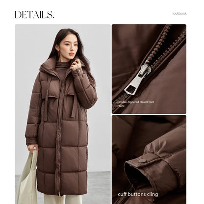 Damen Winter Parka Lang Stehkragen Gesteppt Warm