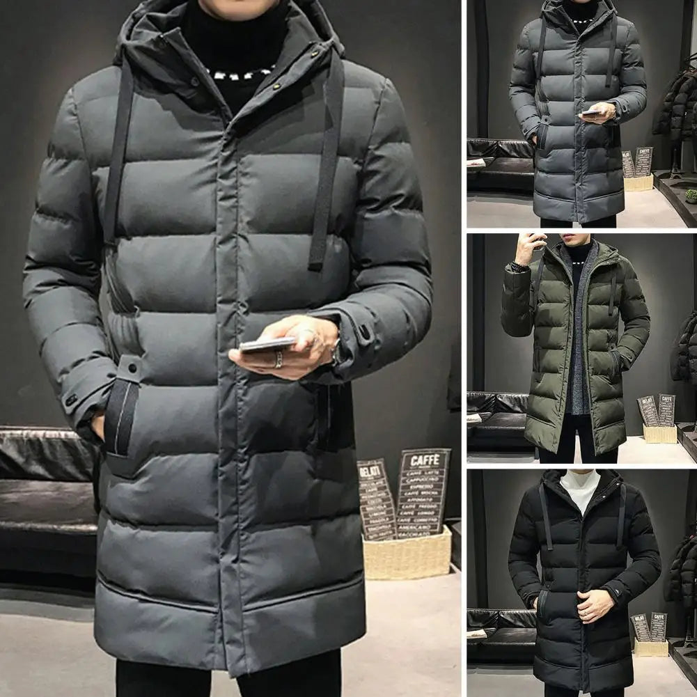 Men's hooded quilted winter coat – Long, warm & padded