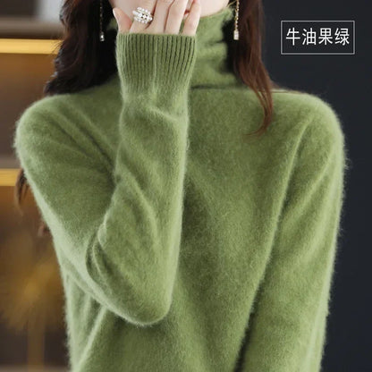 Women's turtleneck sweater with long sleeves - Soft knitted sweater for women