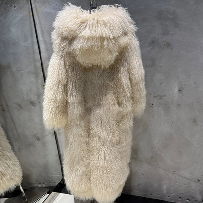 Women's Coat with Long Faux Fur Collar Long Sleeve Fluffy Teddy Coat