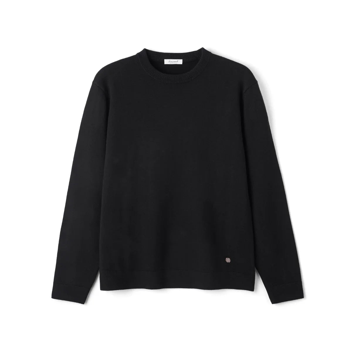 Unisex long-sleeve pullover crew neck fine knit gray
