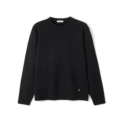 Unisex long-sleeve pullover crew neck fine knit gray