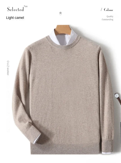 Men's Crew-Neck Sweater, Long-Sleeve, Made of Soft Material