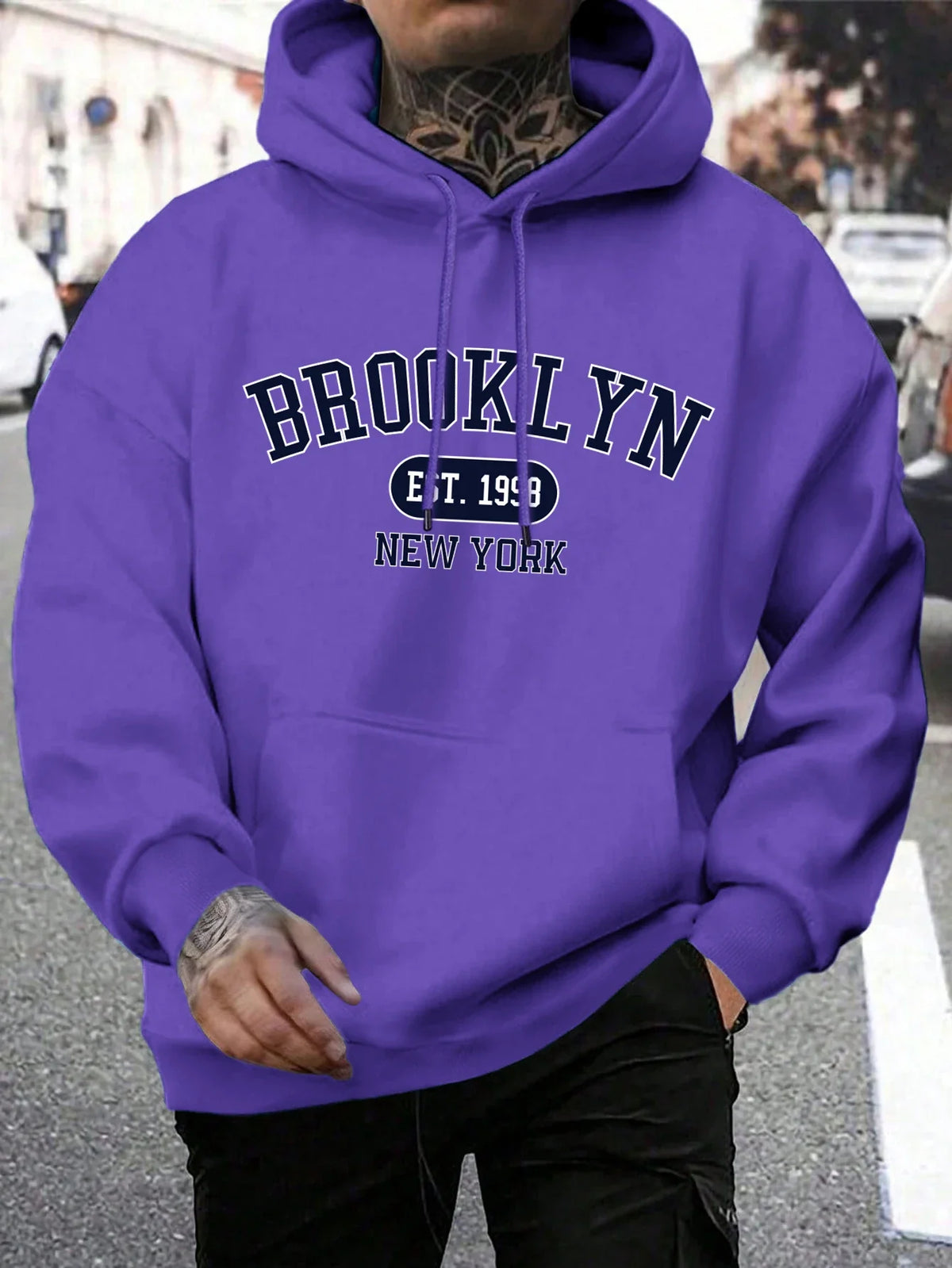Unisex Kapuzenpullover mit Kordelzug und Schriftzug Aufdruck