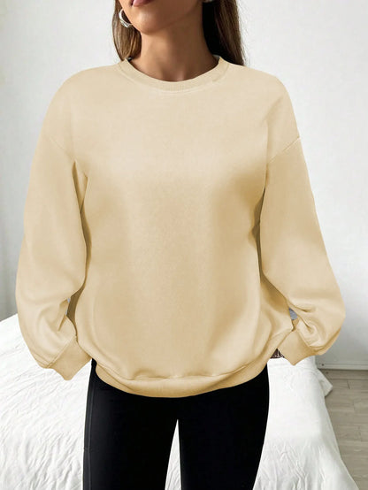 Women's Crew-Neck Oversized Basic Long-Sleeve Sweatshirt