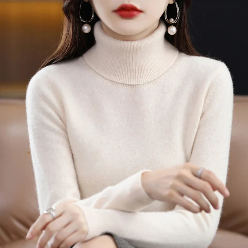 Women's turtleneck sweater made of soft material long sleeves in various colors