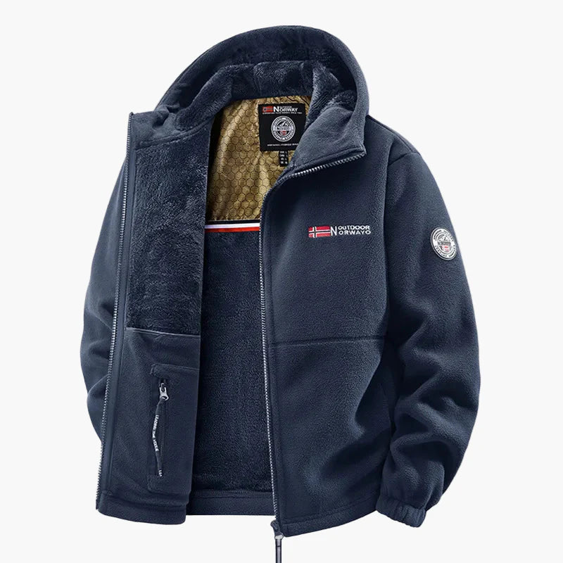 Men's Outdoor Thermal Fleece Jacket with Hood – Winter Warm Leisure & Sport