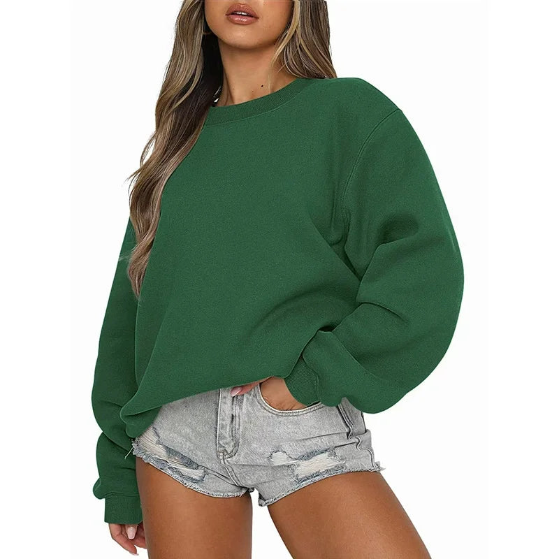 Women's Oversized Crew-Neck Long-Sleeve Sweatshirt