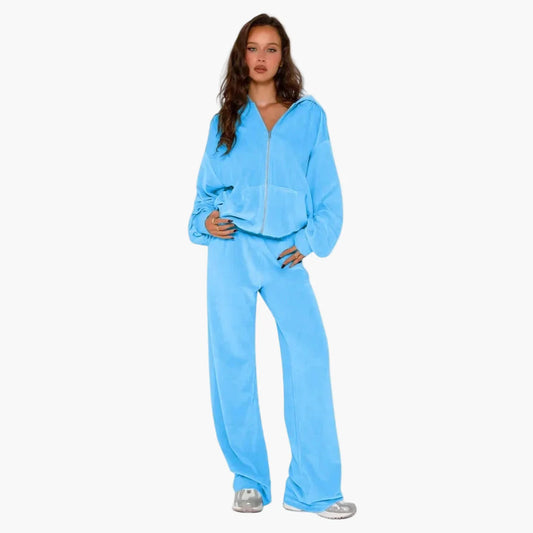 Women's Two-Piece Casual Outfit with Hoodie – Trendy Lounge Set in Oversize Style