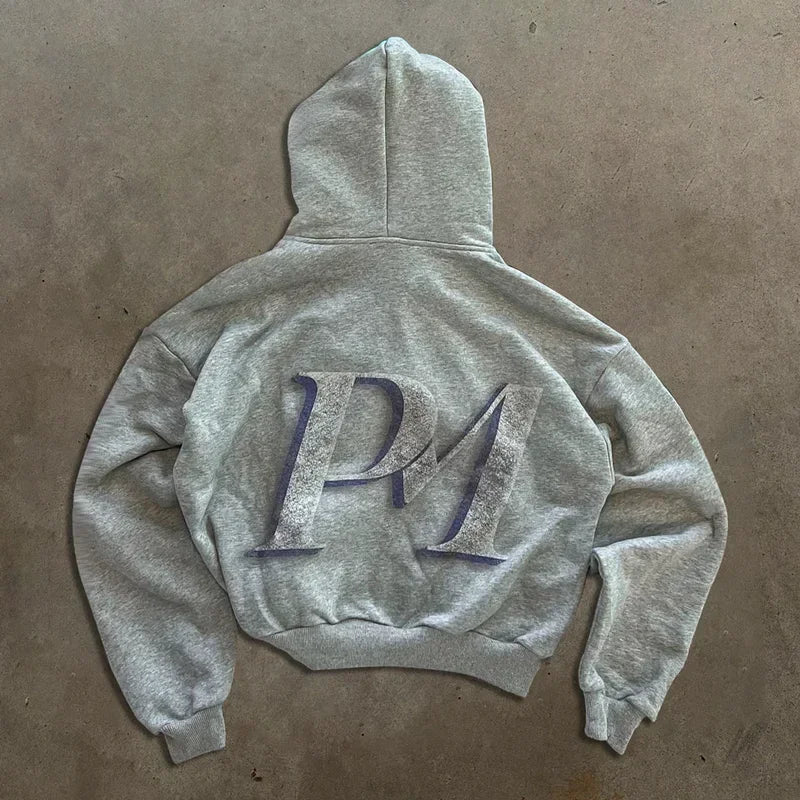 Unisex Zip-Up Hoodie with Hood and Graphic Print