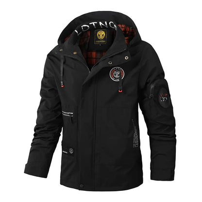 Herren Winterjacke mit Kapuze Winddicht Warm Gefüttert Mehreren Taschen