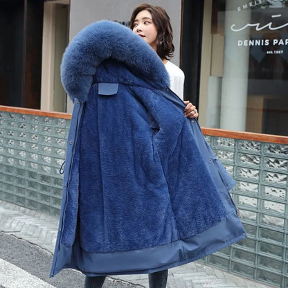 Damen Winterparka mit abnehmbarem Kunstpelzkragen und warmem Futter