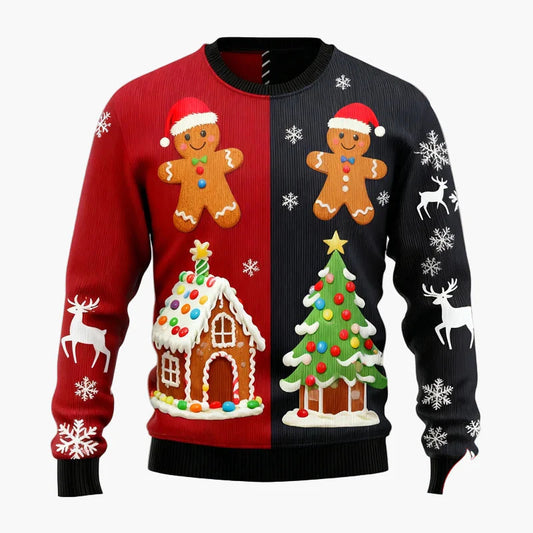 Herren Ugly Christmas Sweater – Weihnachtspullover mit Lebkuchen-Motiv