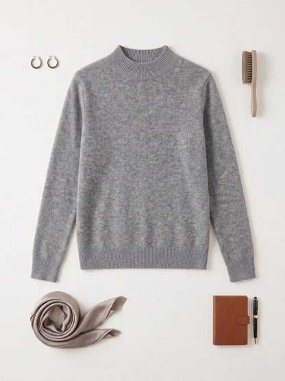 Women's long-sleeve turtleneck basic knitted sweater, high-neck sweater