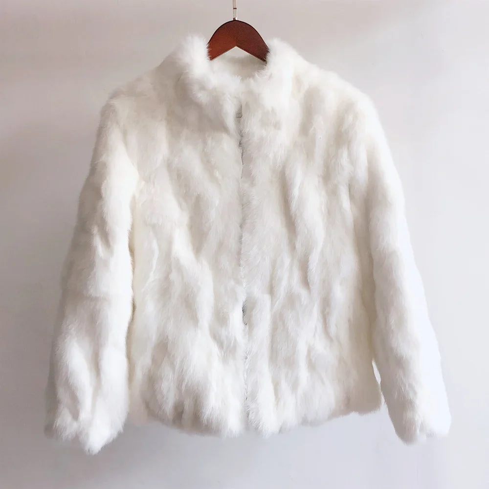 Women's short jacket with stand collar and long sleeves