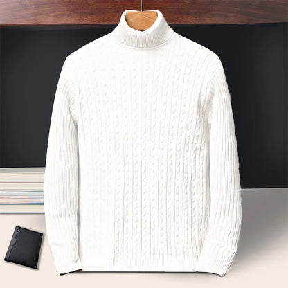 Cable-knit turtleneck sweater, knitted pullover for men