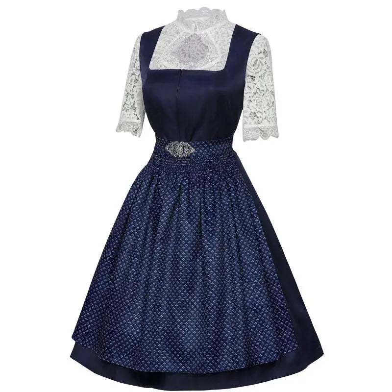 Dirndl mit Schürze und Spitzenbluse Grüner Blauer Trachtenrock Trachtenmode