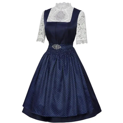 Dirndl mit Schürze und Spitzenbluse Grüner Blauer Trachtenrock Trachtenmode