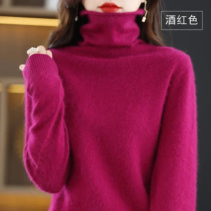 Women's turtleneck sweater with long sleeves - Soft knitted sweater for women