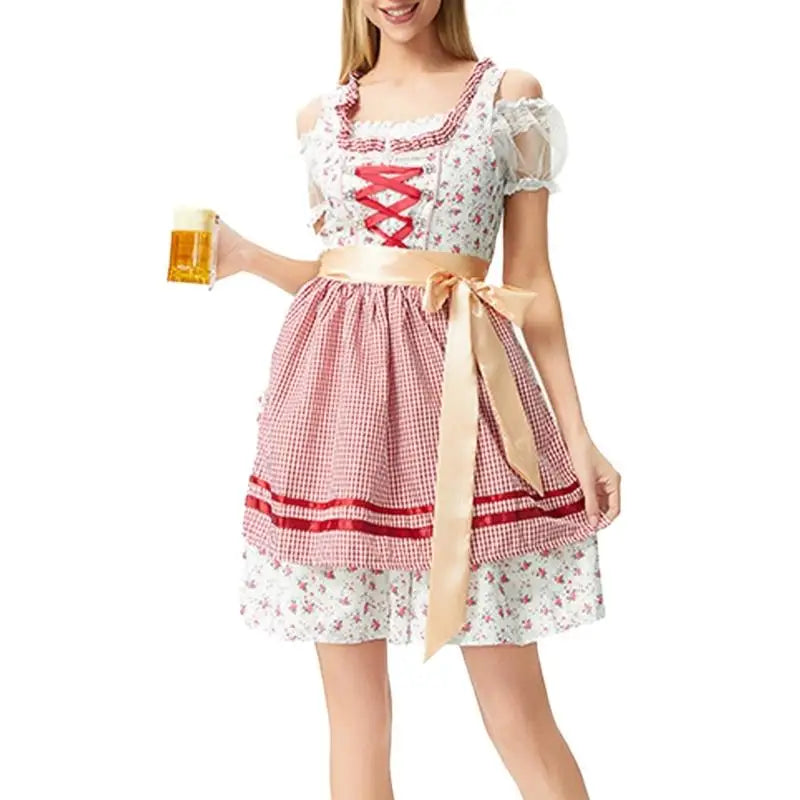 39BB Beer costume, dirndl, dress, blouse, apron, German Bavarian Oktoberfest costume set