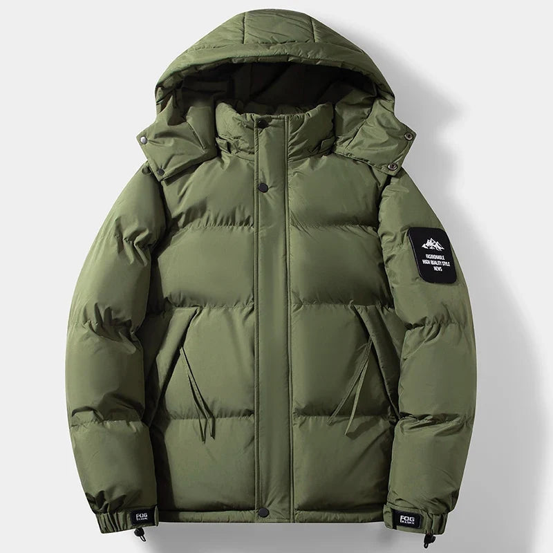 Unisex Winter Puffer Jacket with Hood - Warmly Lined Down Jacket