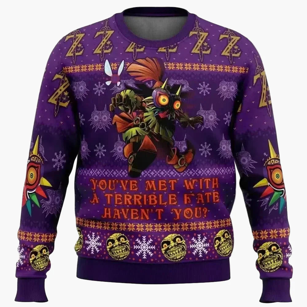 Men's Sweater Gaming Ugly Christmas Sweater – Majora’s Mask Legend of Zelda Cosplay Fan Merchandise