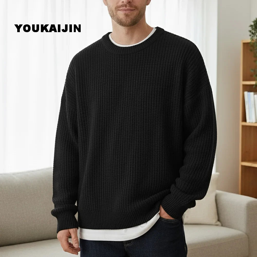 Men's chunky-knit sweater, crew neck, relaxed fit