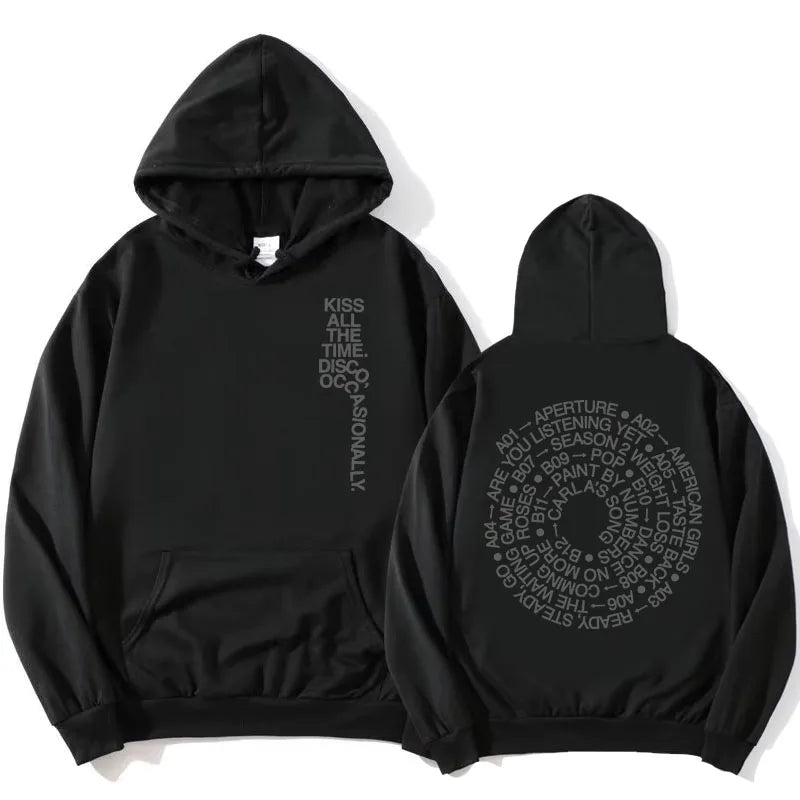 Unisex hoodie with hood, kangaroo pocket, and lettering