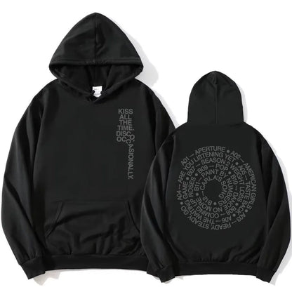Unisex hoodie with hood, kangaroo pocket, and lettering