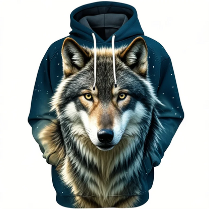 Hoodie with lion head print, beige/brown